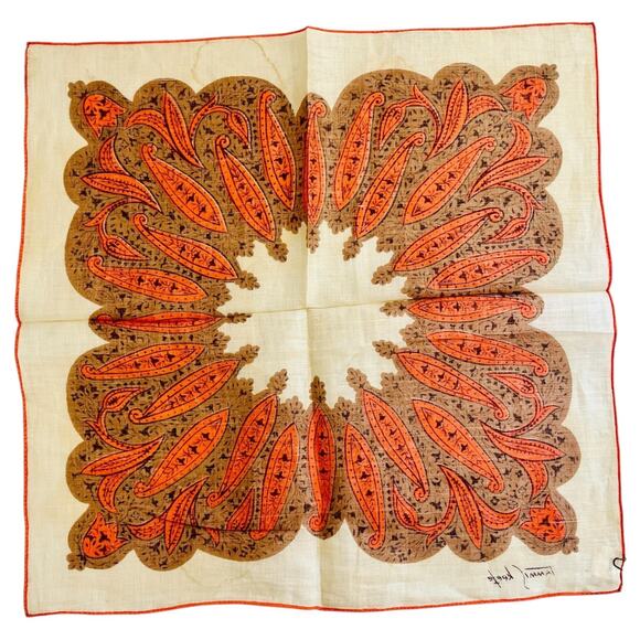 Vintage Tammis Keefe Handkerchief Persian Pickle Paisley Empire Near East READ - Picture 10 of 12